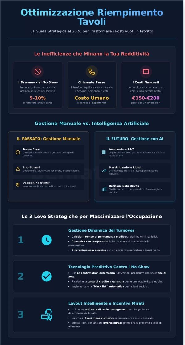 Ottimizzazione riempimento tavoli ristorante: Strategie e AI per il 2026