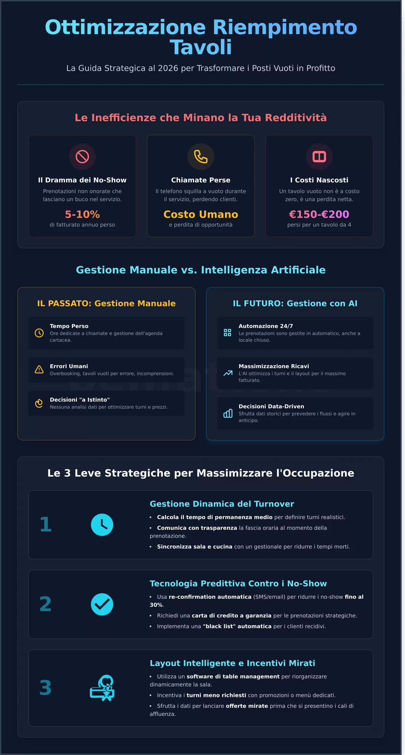 Ottimizzazione riempimento tavoli ristorante: Strategie e AI per il 2026 - Infographic